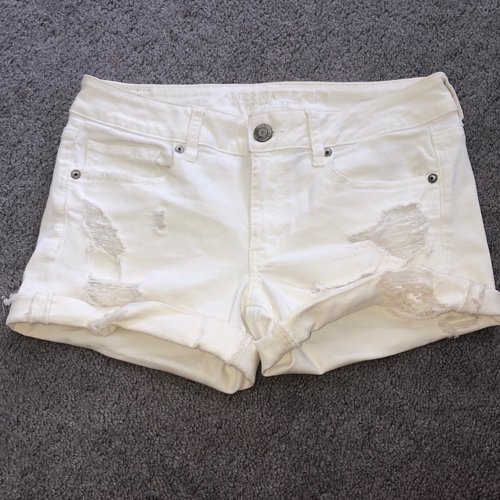 American Eagle White Jean Shorts